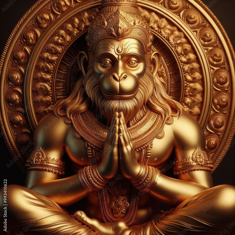 Fototapeta premium Golden Statue of Hanuman | Silver Statue of Hanuman | Hanuman Jayanti