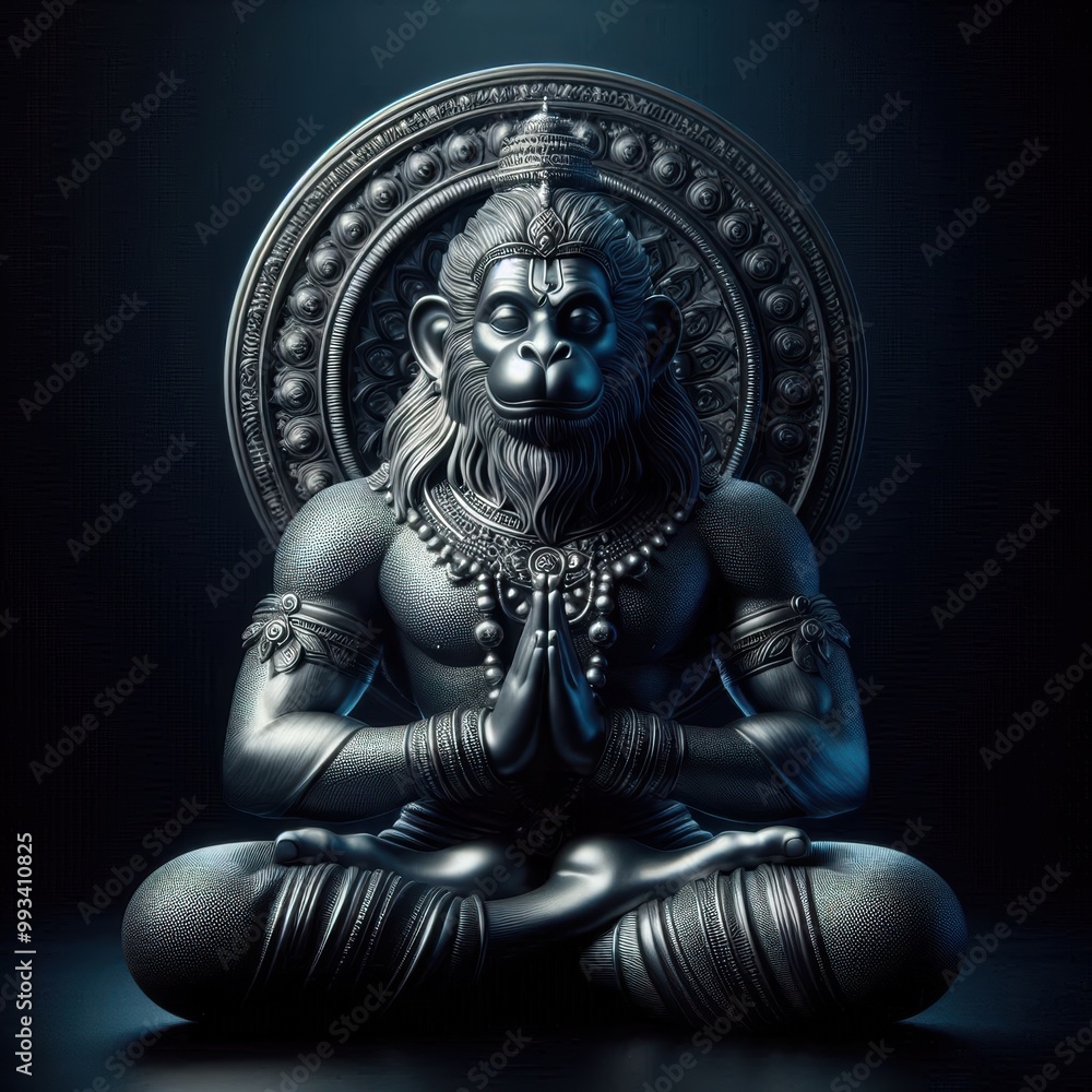 Fototapeta premium Golden Statue of Hanuman | Silver Statue of Hanuman | Hanuman Jayanti