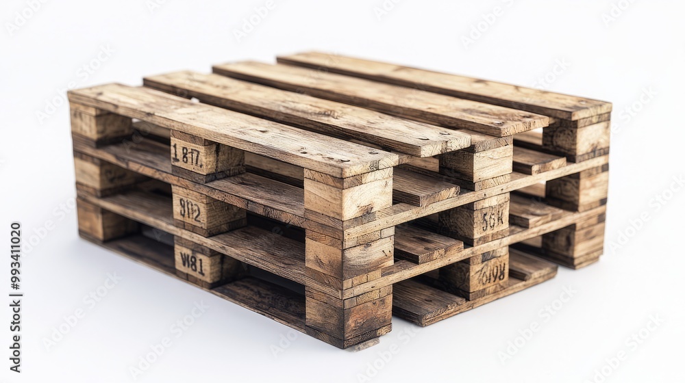 Wooden pallets stacked together isolated on a white background Wooden pallets stacked together isolated on a white background