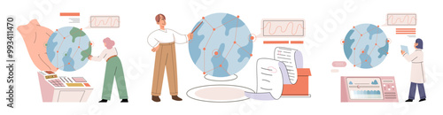 Scientific experiment. Vector illustration. The occupation scientist involves conducting research and experiments to advance knowledge Continuous development educational programs and resources