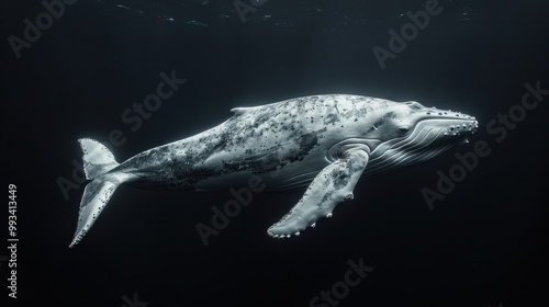 White whale on black isolated background. Huge marine animal photo