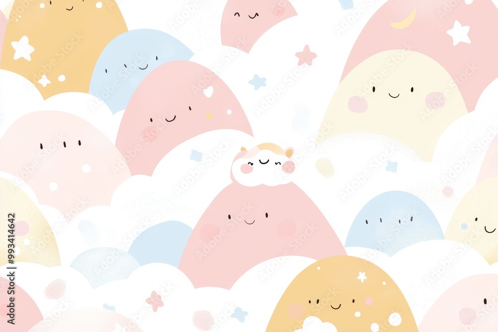 This is a children's wallpaper design themed after a mountain landscape with the moon. Children's wallpaper painted with the Scandinavian style. The moon has clouds and stars, this is the perfect This is a children's wallpaper design themed after a mountain landscape with the moon. Children's wallpaper painted with the Scandinavian style. The moon has clouds and stars, this is the perfect