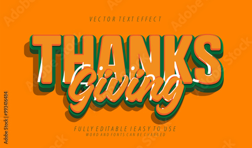 3d editable thanksgiving tetx effect graphic style template photo