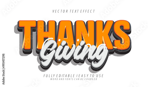 3d editable thanksgiving tetx effect graphic style template