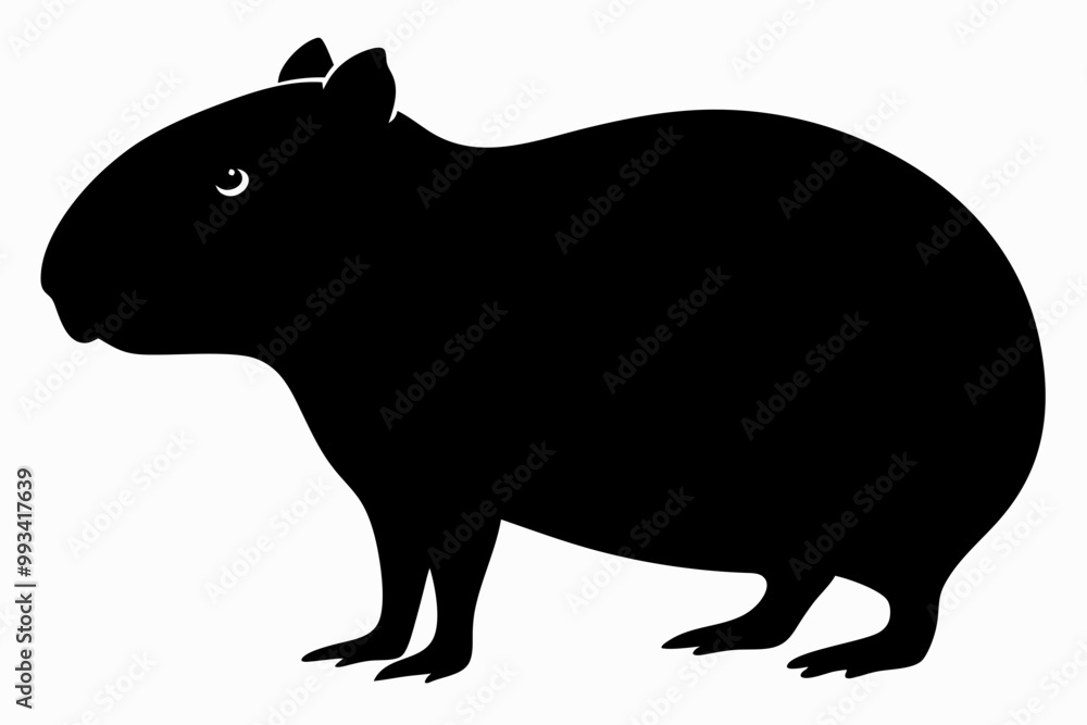 Fototapeta premium Сapybara Silhouette, Сapybara Animal Vector illustration 