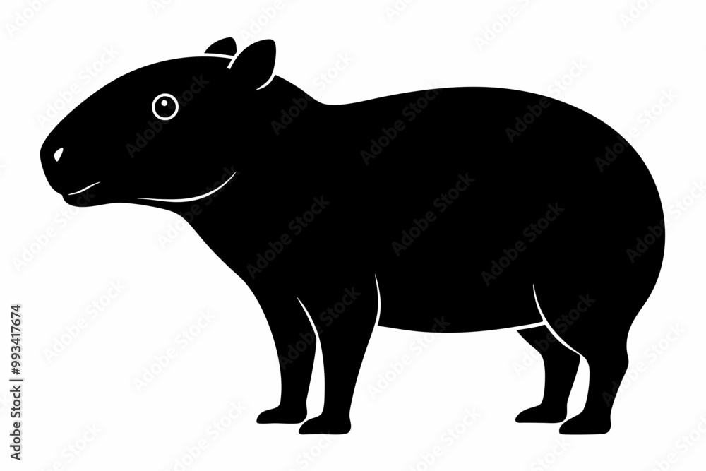Obraz premium Сapybara Silhouette, Сapybara Animal Vector illustration 
