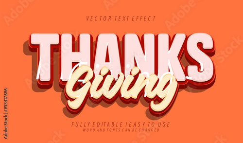 3d editable thanksgiving tetx effect graphic style template