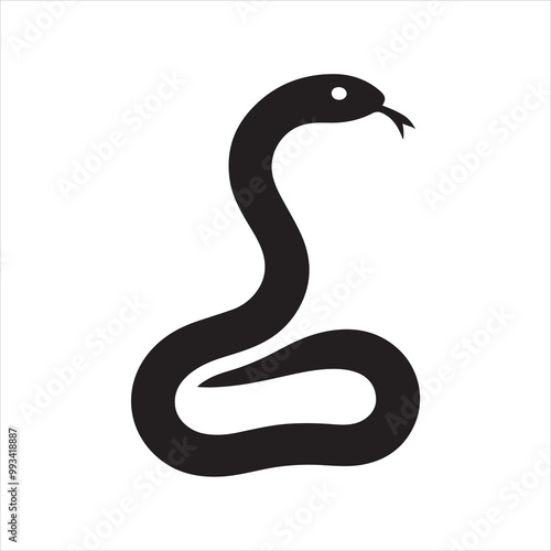 Snake silhouette on white background 