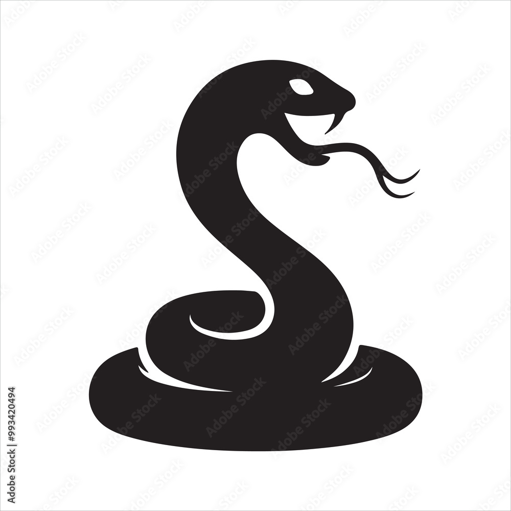 Naklejka premium Snake silhouette on white background 