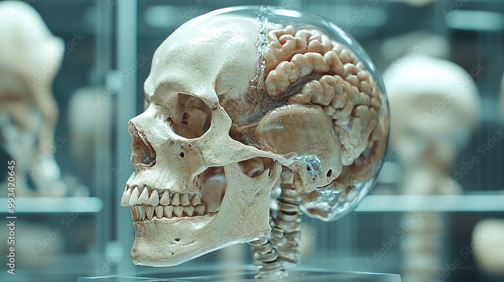 Human Skull and Brain Anatomy Model - Medical Illustration Human Skull and Brain Anatomy Model - Medical Illustration