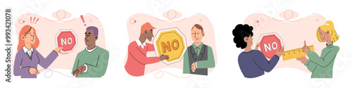 Refuse vector illustration. Rejecting someones ideas doesnt mean denying their worth or value as individual Denying someones perspective can hinder potential for growth and understanding Sometimes