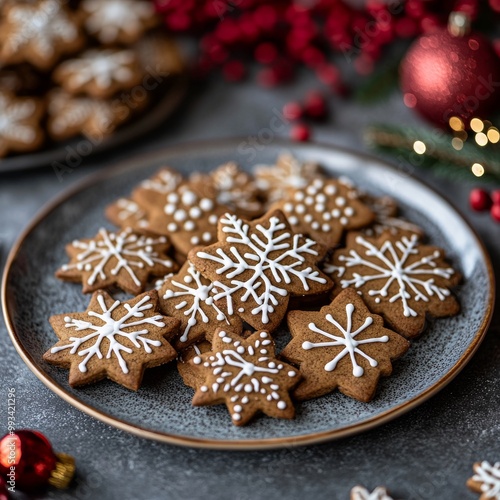 The images depict a zoom shot of Christmas cookies with gingerbread and icing, as well as a digital 3D illustration