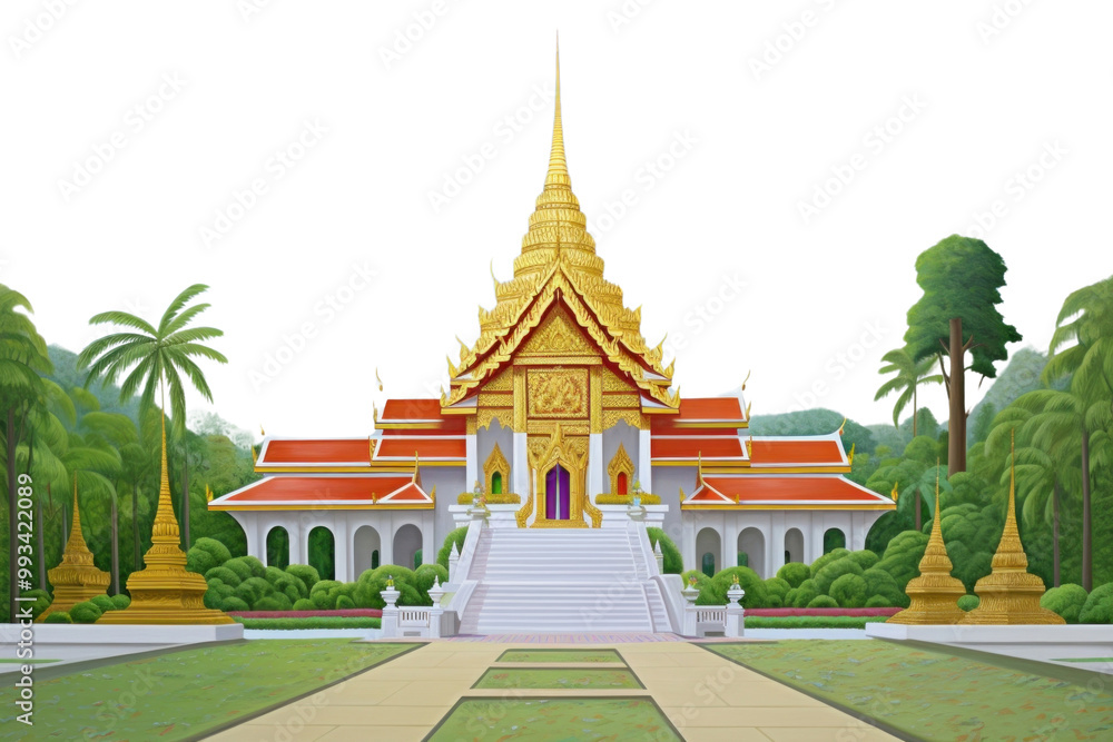 Naklejka premium PNG Thai temple architecture building outdoors.