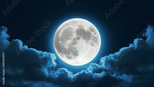 full moon over blue sky