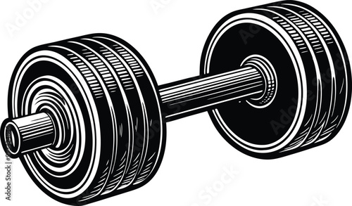 Vector hand drawn silhouette of curved dumbbell isolated on white background. 