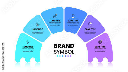 Infographic template. Abstract semicircle with 6 steps