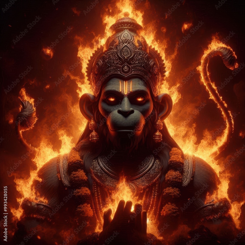 Fototapeta premium Hanuman Jayanti | Fire Hanuman 