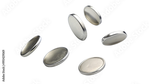 close up of a sliver coins isolated on white