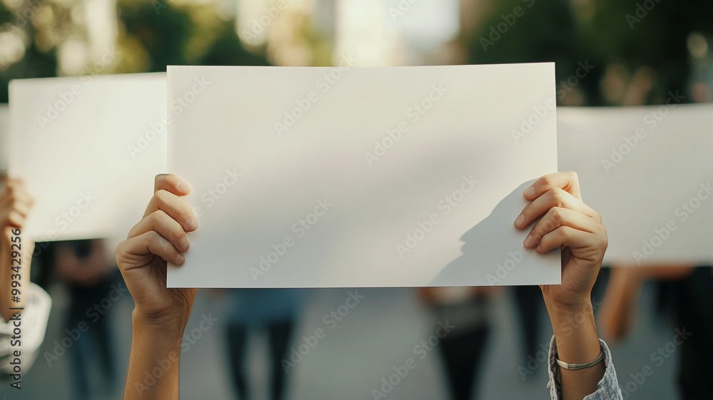 protesters hands holding empty white banners protesters hands holding empty white banners