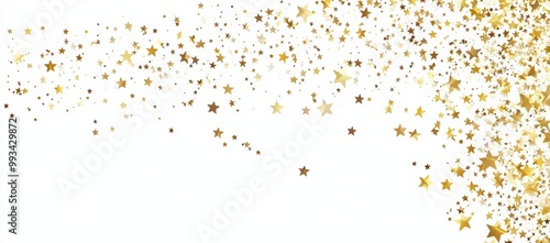 Flying stars against a night sky with sparkle lights and confetti falling. Magic shining Christmas stars on the night sky