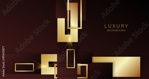 Golden geometric shapes on a rich dark backdrop, conveying luxury and elegance