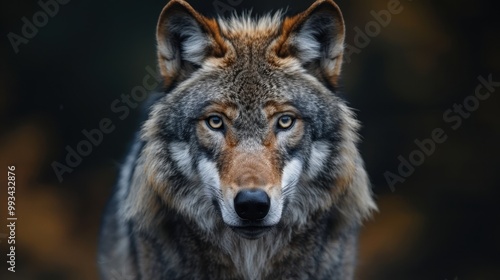 Portrait of a wolf on a black isolated background