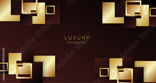 Golden geometric shapes on a rich dark backdrop, conveying luxury and elegance