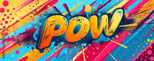 Colorful pop art background with "POW" inside. Comic book elements, Bold patterns, Vibrant vector