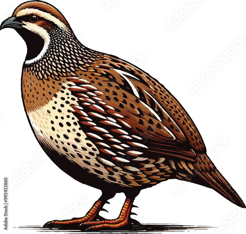 Silhouette and color quail bird vector image