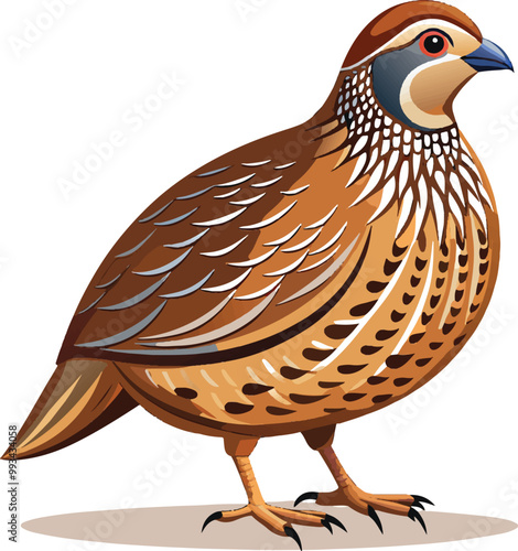 Silhouette and color quail bird vector image
