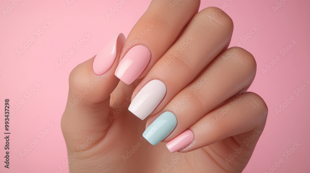 Close-Up of Beautifully Manicured Nails on a Woman's Hand Perfect for Beauty and Cosmetic Advertisements Close-Up of Beautifully Manicured Nails on a Woman's Hand Perfect for Beauty and Cosmetic Advertisements