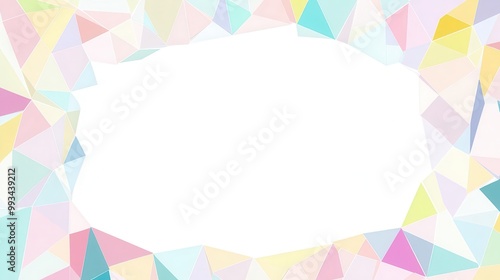 A colorful abstract frame made of geometric shapes in pastel hues, perfect for creative designs or invitations.