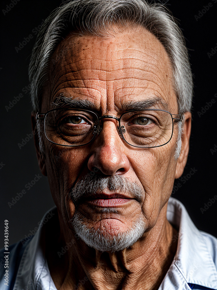 Experienced scientist's weathered face, conveying years of research and groundbreaking discoveries. Experienced scientist's weathered face, conveying years of research and groundbreaking discoveries.