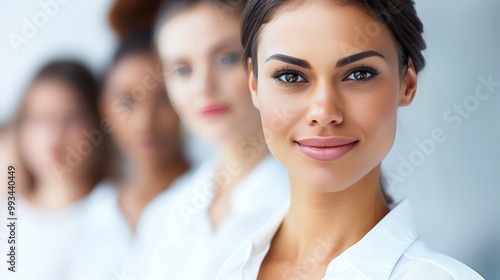Free Download Diverse Group of Confident Women in Professional Attire, Focus on Smiling Woman, Headshots Series - GFXLoad
