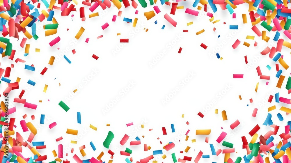 Colorful confetti scattered on a white background, perfect for party invitations, celebrations, and festive events. Colorful confetti scattered on a white background, perfect for party invitations, celebrations, and festive events.