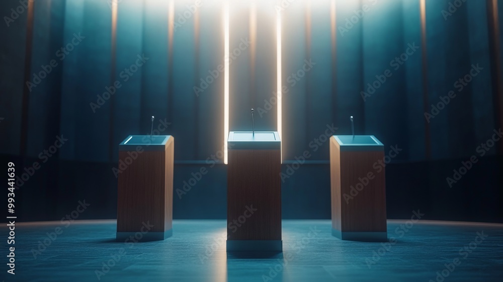 Podiums in Blue Room. Podiums in Blue Room.