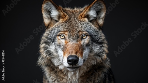 Portrait of a wolf on a black isolated background