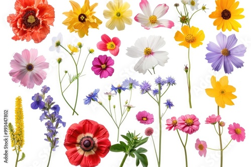 A bouquet of colorful flowers against a clean white background