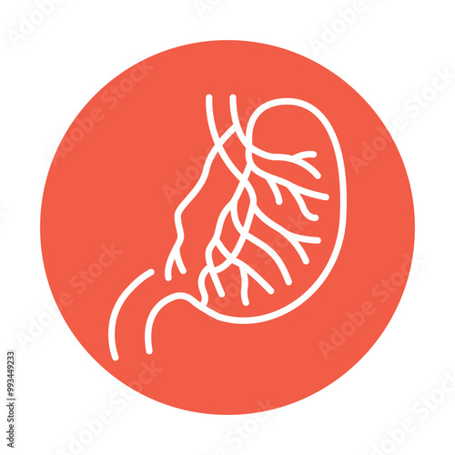 Selective vagotomy black line icon. Operations on the abdominal cavity.