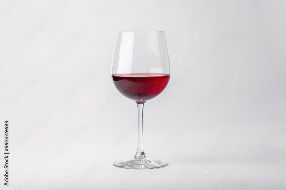 A single glass of red wine placed on a clean and white surface A single glass of red wine placed on a clean and white surface