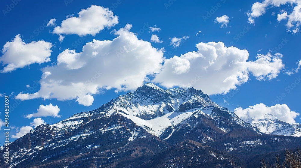 Majestic Snow Mountain with Billowing Clouds: A Breathtaking Natural Spectacle. Witness the Grandeur and Serenity. Majestic Snow Mountain with Billowing Clouds: A Breathtaking Natural Spectacle. Witness the Grandeur and Serenity.