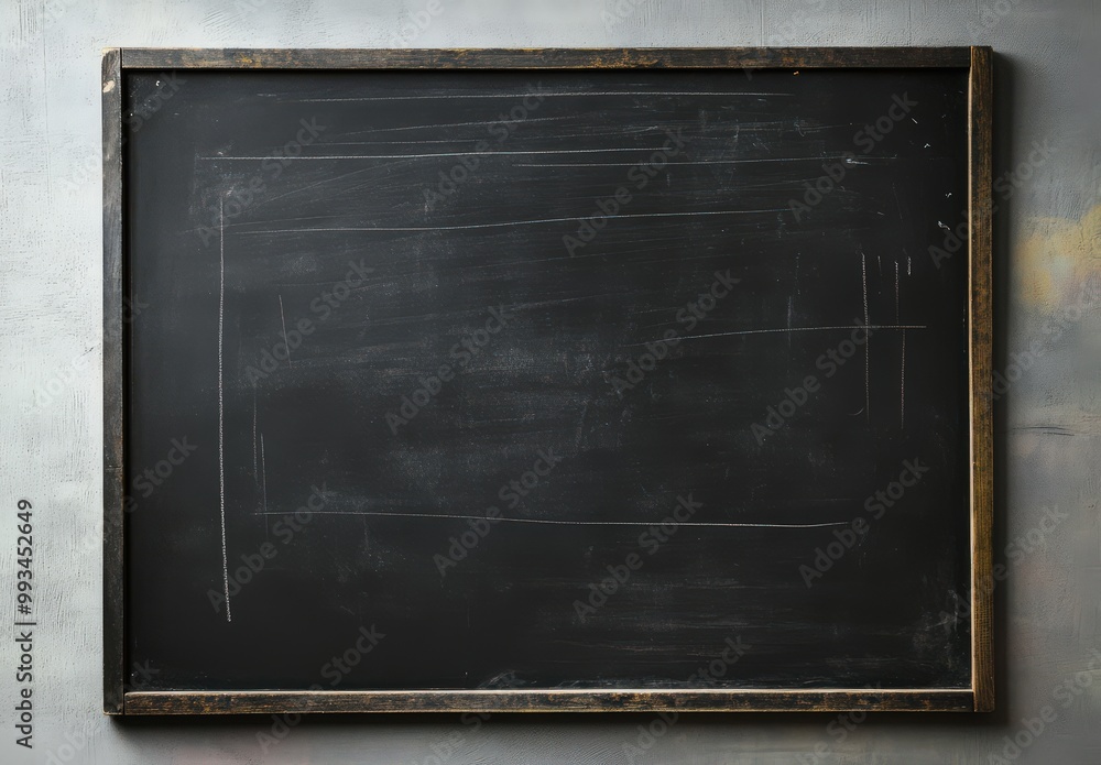 Empty Chalkboard Surface with Textured Black Background for Education or Design Concepts Empty Chalkboard Surface with Textured Black Background for Education or Design Concepts