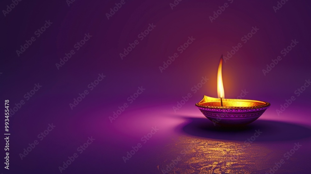 A single lit candle on a purple background A single lit candle on a purple background
