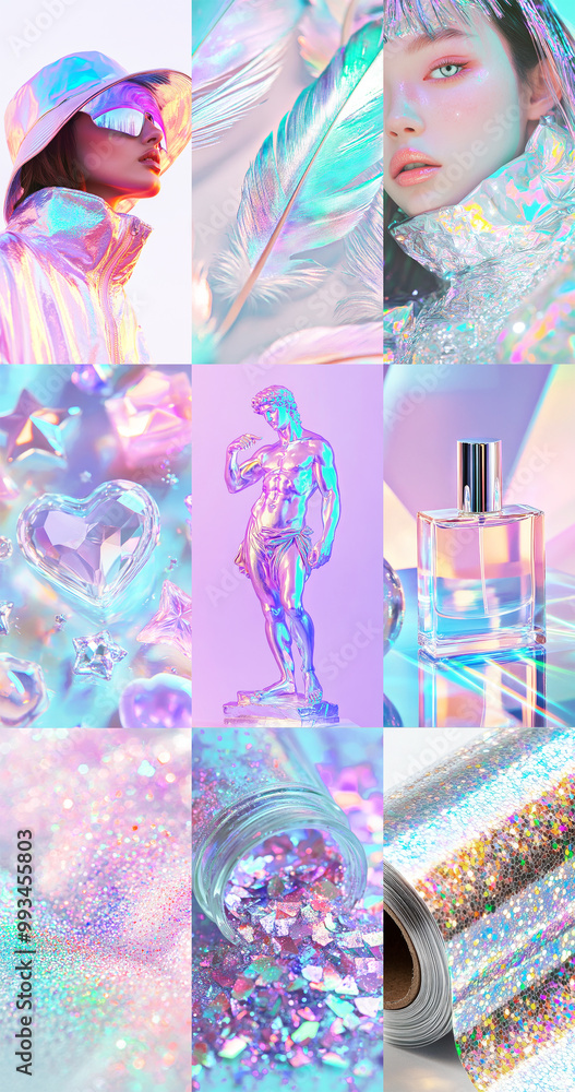 Fototapeta premium Fashion holographic stylish moodboard