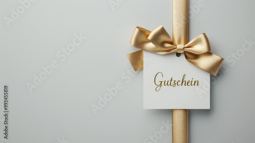 paper gift german word voucher with golden bow