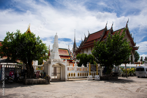 Ancient ordination hall or antique ubosot for thai people travel visit respect praying blessing buddha wish mystical at Wat Klang Bang Kaew at Nakhon Chai Si on May 24, 2024 in Nakhon Pathom, Thailand photo