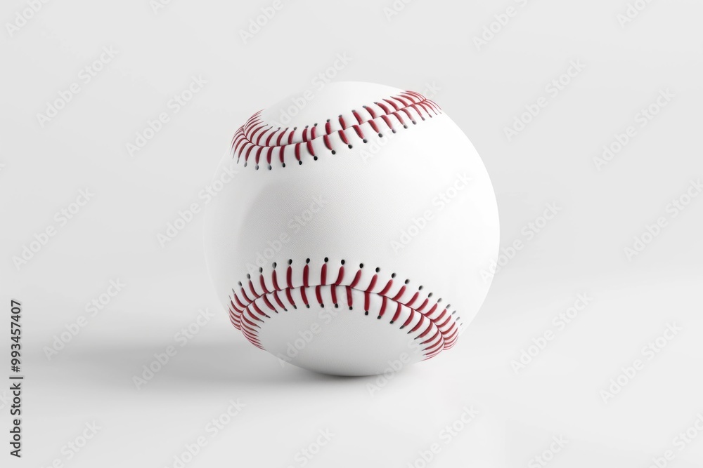 A close-up shot of a white baseball with red stitching, ideal for sports or fitness themed designs A close-up shot of a white baseball with red stitching, ideal for sports or fitness themed designs