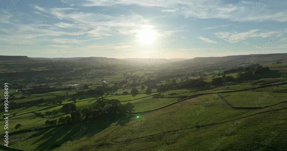 Sunset over lush valley in Yorkshire Dales Sunset over lush valley in Yorkshire Dales