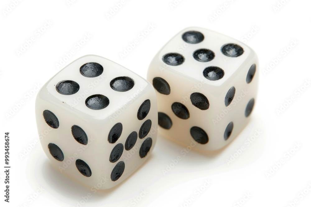 Two dice with black spots on a white background Two dice with black spots on a white background