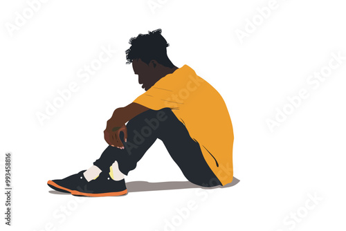 depressed black man isolated